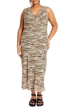 City Chic Lora Print Cowl Neck Maxi Dress In Animal Print