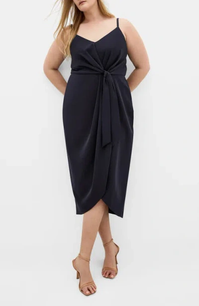 City Chic Love Affair Faux Wrap Dress In Blue