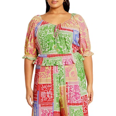 City Chic Love Anthem Top In Green