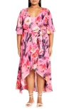 CITY CHIC LOVER'S LANE FLORAL TULIP HEM WRAP MAXI DRESS