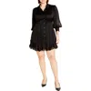 City Chic Lover Stripe Dress In Black