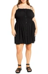 City Chic Lyla Tie Strap Fit & Flare Sundress In Black