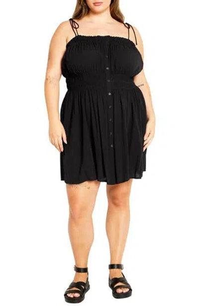 City Chic Lyla Tie Strap Fit & Flare Sundress In Black