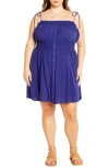 City Chic Lyla Tie Strap Fit & Flare Sundress In Blue