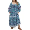 City Chic Lyra Floral Print Long Sleeve Maxi Dress In Multi