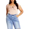 City Chic Mae Ruffle Off The Shoulder Crop Top In Neutral