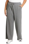 City Chic Mae Wide Leg Drawstring Waist Knit Pants In Charcoal Marled