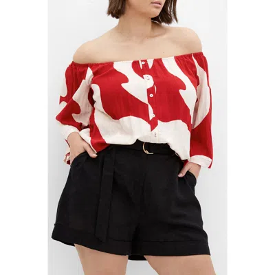 City Chic Maiya Printed Button-up Top