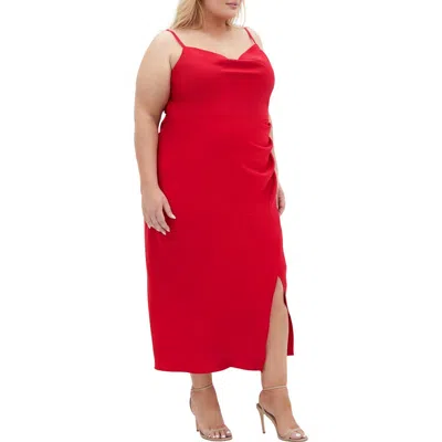 City Chic Mali Gathered Evening Dress In Red