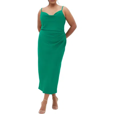 City Chic Mali Gathered Evening Dress In Green