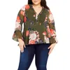 City Chic Mara Floral Print High-low Peplum Top In Multi