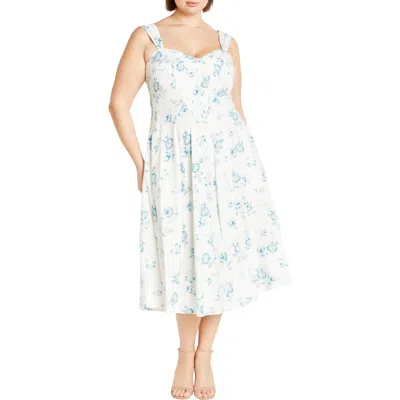 City Chic Marylou Print Sleeveless Midi Dress In Etched Bud