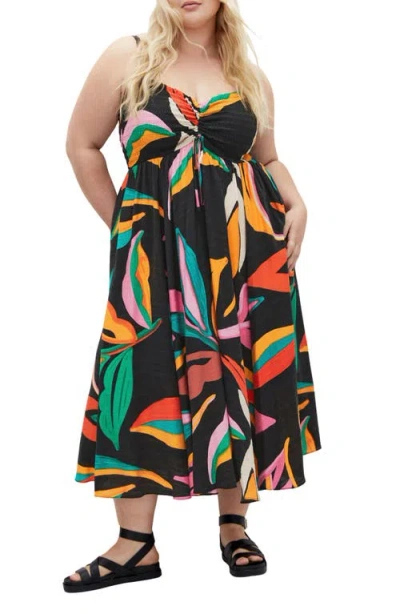 City Chic Maui Tropical Print Sundress In Multi