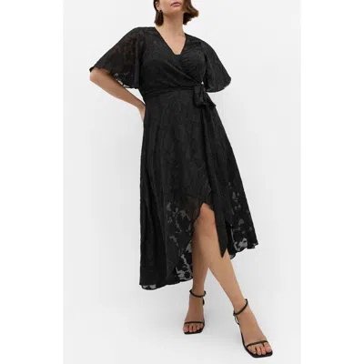 City Chic Maxi Love Burnout Wrap Dress In Multi