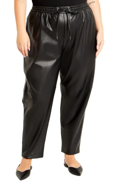 City Chic Mia Faux Leather Pants In Black