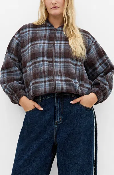 City Chic Mila Checked Bomber Jacket In Multi