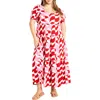 City Chic Mila Print Maxi Dress In Red
