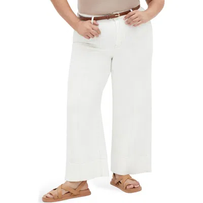 City Chic Millie Crop Wide Leg Jeans In Ivory