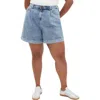 City Chic Millie Denim Shorts In Mid Denim