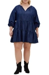 City Chic Mina Denim Minidress In Denim Dark