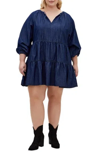 City Chic Mina Denim Minidress In Denim Dark