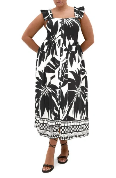 City Chic Mirage Print Maxi Dress In Black