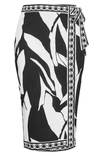 City Chic Mirage Print Wrap Maxi Skirt In Multi