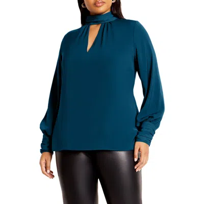 City Chic Miranda Cutout Top In Poseidon