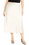City Chic Miranda Midi Skirt In Cream