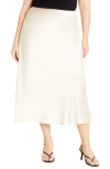 City Chic Miranda Midi Skirt In Cream