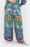 City Chic Mirror Me Tie Waist Wide Leg Pants In Blue