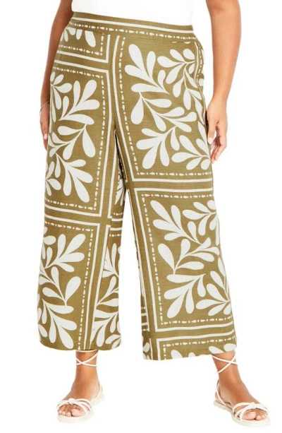 City Chic Modern Muse Ankle Wide Leg Pants In Juniper Tile