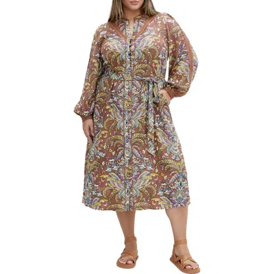 City Chic Mysteria Long Sleeve Midi Dress
