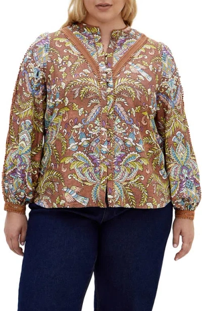 City Chic Mysteria Paisley Button-up Shirt
