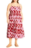 City Chic Mystic Print A-line Dress In Mystic