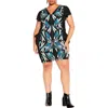 City Chic Nadia Zip Sheath Dress In Teal/black Mir Flightdnu