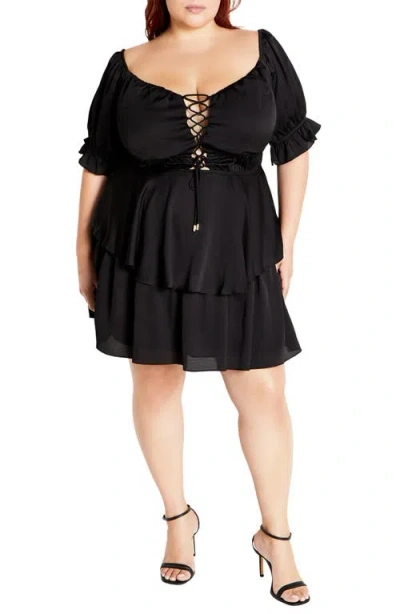 City Chic Nia Off The Shoulder Dress In Black