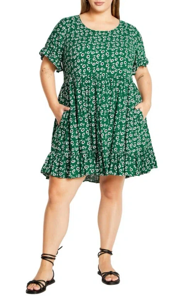 City Chic Nikki Print Dress In Sweet Daisy