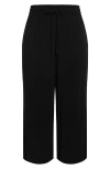 City Chic Nova Wide Leg Drawstring Ankle Pants In Black