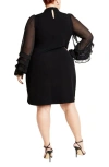 City Chic Nyla Maise Long Sleeve Dress In Black