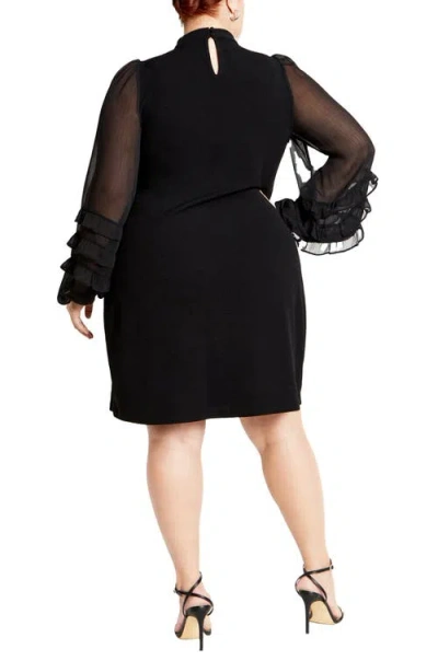 City Chic Nyla Maise Long Sleeve Dress In Black
