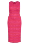 City Chic Open Knit Midi Tank Dress In Pink