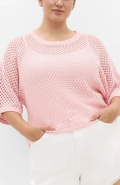 City Chic Open Stitch Sweater In Pink