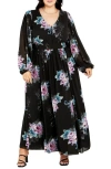 City Chic Ottilie Long Sleeve Maxi Dress In Black