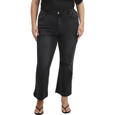 City Chic Paloma Kick Flare Jeans In Black