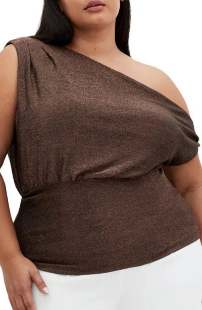 City Chic Paloma Shimmer One-shoulder Top In Bronze