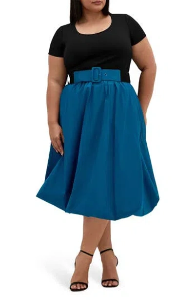 City Chic Paris Love Bubble Skirt Dress In Blue