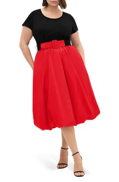 City Chic Paris Love Bubble Skirt Dress In Red