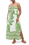 City Chic Peta Floral Border Print Halter Maxi Dress In Opulent Oasis