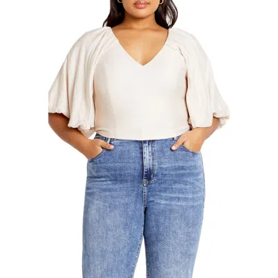 City Chic Peta Crop Top In Neutral